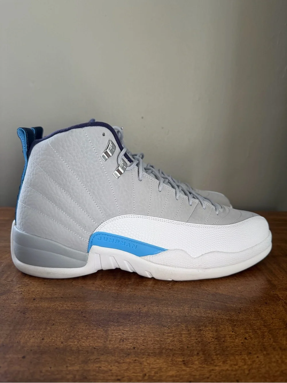 Jordan Men's Grey, White and Blue High-Top Sneakers